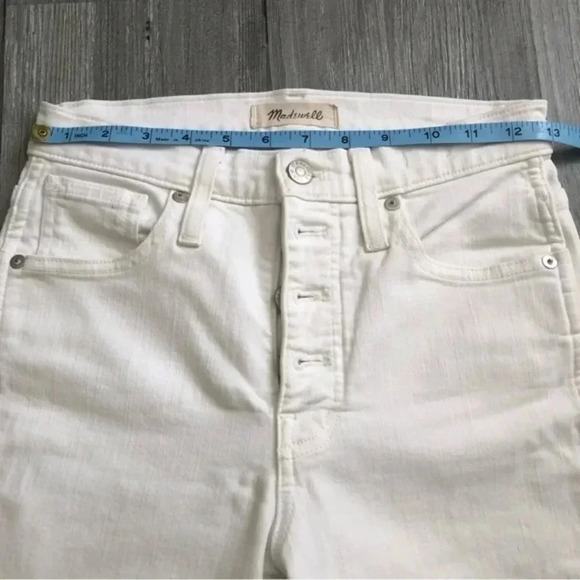 Madewell 10"High Rise Skinny Crop Jeans in Pure White Button Front Edition SZ 25 - Picture 8 of 13